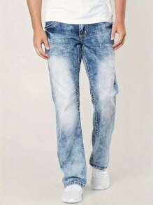 Men's Regular Fit Cotton Denim Jeans, Breathable And Comfortable For All Seasons - Blue - View 2
