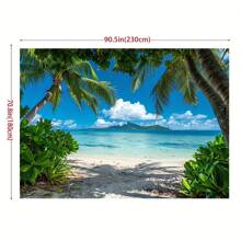 A Tropical Beach Photo Background - Versatile Photography Banner For Photography, Spring/Summer Decorations, Parties - Palm Trees, Blue Sky And Ocean Designs, No Electricity Required