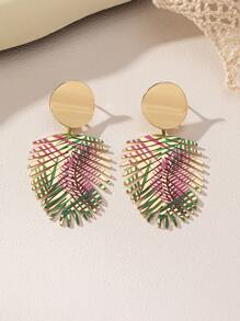 1 Pair Stylish 2025 New Vintage Minimalist Delicate Leaf Design Earrings, Unique Personality Small Accessories, Versatile Gift For Women Daily Wear