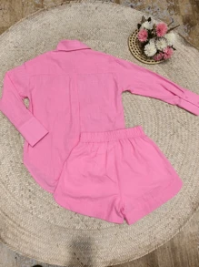 2pcs Shirt And Shorts Set - Pink - View 5