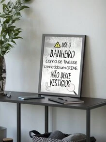 Quadro Decorativo Use o Banheiro Escritório Sala Quarto Hall - Preto - Visão 6
