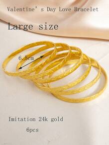 6pcs 3-9Y Kids Bling Bling Carved Heart Shaped Sparkling Bangle Bracelets For Valentine's Day - Multicolor - View 16