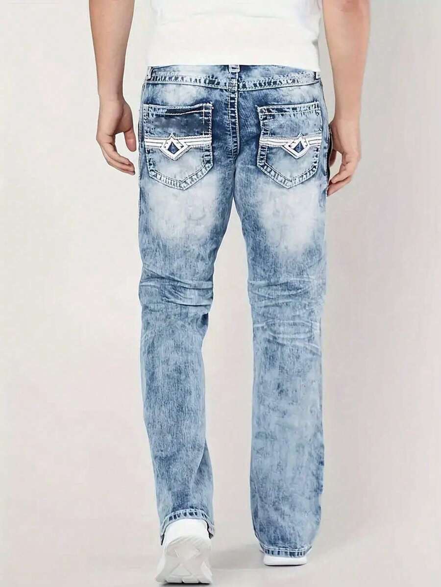 Men's Regular Fit Cotton Denim Jeans, Breathable And Comfortable For All Seasons - Blue - View 1