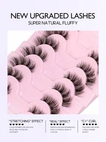 GROINNEYA 9 paia di ciglia finte con banda trasparente, ciglia finte corte e morbide in stile occhio di gatto, ciglia finte 3D in finta pelliccia di visone, naturali e morbide per il trucco (F36)