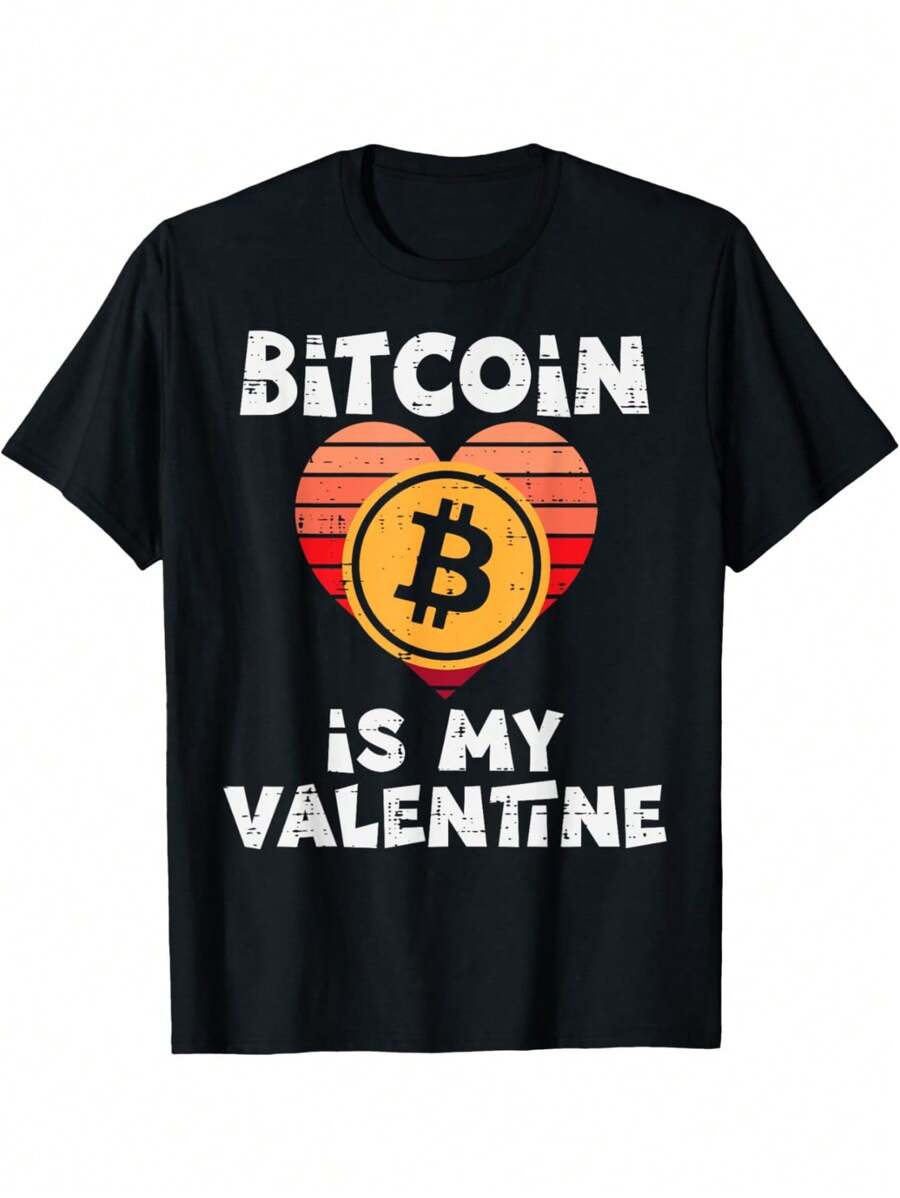 EWH Bitcoin Is My Valentine Crypto Cryptocurrency Valentines Day T-Shirt - Black - View 1