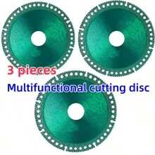 3 pièces de disques de coupe à lame de scie avec strass, 4" X 1/25" X 4/5" roue de coupe de strass, disque de meulage, convient à un arbre de 7/8", coupe rapidement tous les matériaux pour une coupe, un chanfreinage et un meulage lisses, utilisé sur le carrelage, le verre, le métal, le bois, accessoires pour outils