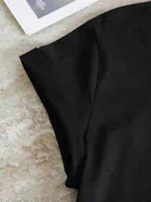 夏季上衣，女式休闲圆领 T 恤，带有“美丽破碎”心形图案，100% 涤纶针织，常规长度，适合所有季节穿着舒适，女式图案 T 恤 - 黑色 - 查看 9