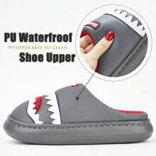 Cute Platform Men's Slippers For House Imitation Leather Furry Comfy Memory Foam Soft Couple Shoes Non-Slip Winter Warm Slippers - Black - View 6