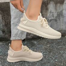 Women's Lightweight Breathable Casual Comfortable Running Sneakers - Beige - View 3