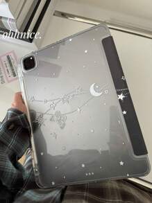 1pc Cute Butterfly, Star, Moon Double-Sided Acrylic Transparent Crystal Backlite Tablet Case, Shock-Proof, Compatible With IPad, To Support Sleep/Wake