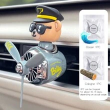 1 PIEZA Ambientador de coche con hélice giratoria que se mueve con el viento, divertido oso piloto, perro husky de dibujos animados, difusor de aromaterapia, ventilador, accesorio de decoración interior para coche, regalo imprescindible para hombres, conductor, aroma fresco