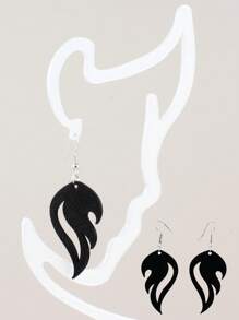 1 Pair Flame Shaped Earrings, Women's Party Accessories Black Fashion Flame Earring Pendants