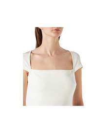 Midi Dress Square Neck Short Sleeves Bodycon Women White Dresses - 白色 - 查看 4