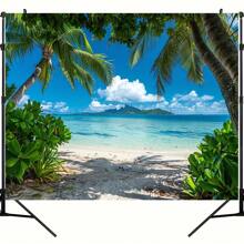 A Tropical Beach Photo Background - Versatile Photography Banner For Photography, Spring/Summer Decorations, Parties - Palm Trees, Blue Sky And Ocean Designs, No Electricity Required