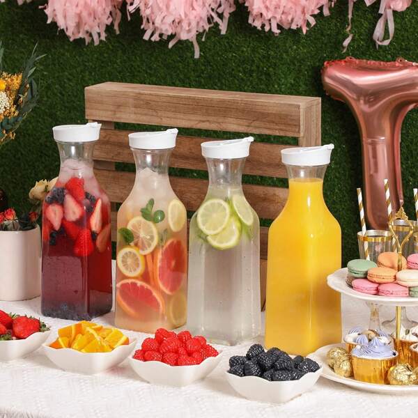 1/2pcs Plastic Jug With Lid,Wide Mouth Jars, Cold Brew Coffee Jugs.Used To Store Coffee, Juice, Tea, Etc.Satisfied With Your Camping, Picnic, Family Gathering And Other Series Of Scenes, Travel Out Friendly, Easy To Carry.