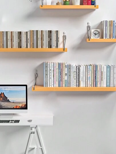 1 件（带挂钩）12 英寸 16 英寸 20 英寸浮动搁板壁挂架、书架、免钻孔壁挂式储物架、装饰性壁挂架，适用于卧室、客厅、厨房、浴室