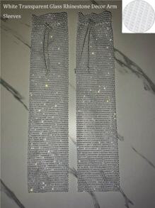 Mangas de braço de rede de pesca glamurosas com strass brilhantes - Party Essential