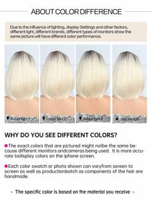 Elegant 12 Inch Medium Split White Blonde Short Straight Hair Synthetic Heat Resistant Fiber Wig Women's Wig Perfect For Holiday Party Everyday Wear - Vàng - Xem 8