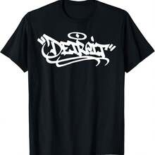 Detroit City Graffiti Street Art Handstyle USA Hip Hop T-Shirt - Black - View 1
