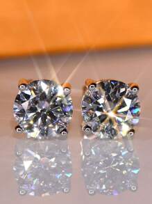 XUJIA 1Pair 3mm/4mm/5mm/6.5mm/8mm/9mm/10mm/11mm Classic Round Moissanite Stud Earrings For Women 925 Sterling Silver Stud Earrings D Color VVS1 Gemstone Jewelry Gifts