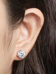 XUJIA 1Pair 3mm/4mm/5mm/6.5mm/8mm/9mm/10mm/11mm Classic Round Moissanite Stud Earrings For Women 925 Sterling Silver Stud Earrings D Color VVS1 Gemstone Jewelry Gifts