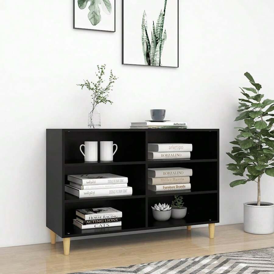 GBLY Sideboard Black 103.5x35x70 Cm Wood Material