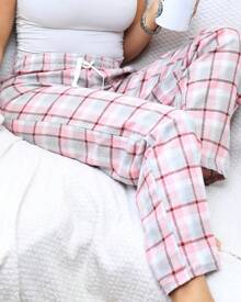 Active Club Cotton-Blend Flannel Pajama Pants For Women, Flannel Plaid PJ Pants For Women For Sleep And Lounge - 白色 灰色 - 查看 2