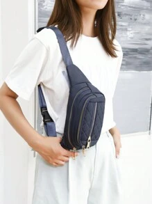 1 件新款女士腰包，尼龙材质，刺绣，厚实耐磨，拉链开合，多层，简约轻巧，休闲，时尚，可爱，大容量女士斜挎胸包，适合运动 - 彩色 - 查看 6