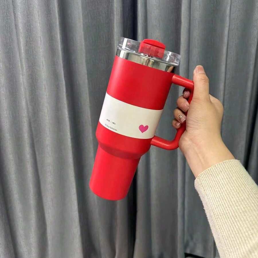 Compatible With  40oz Adventure H2.0 Tumbler With Handle Stainless Steel Vacuum Insulated Car Mug Thermal Iced Travel Cup - 愛心紅 - 查看 1