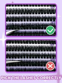 ELYCO 144pcs 3D Handmade Mink Lashes, Super Dense 100D Natural Fluffy Eyelashes, 10-16mm Mixed 10 Rows, 0.07mm Lightweight, Easy To Wear, Perfect Fit, Cartoon Lashes For DIY, Suitable For Parties, Gifts For Women