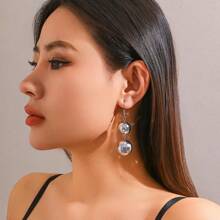 1 par de pendientes con borlas y cuentas de bola de discoteca, elegantes y exagerados para fiestas y reuniones de mujeres