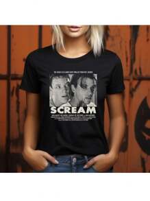 Panic Streetwear Street T-Shirt Terror Horror Cult Scream T-Shirt Unisex Male Female 100% Cotton Top Premium Streetwear New Release Various Colors!! Plus Size - 黑色 - 查看 1