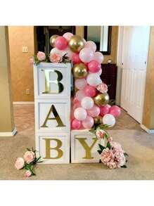 派对派对装饰气球盒，带有 4 个字母的积木，适用于生日背景装饰、婚礼装饰、新娘送礼会、性别揭晓派对装饰、一岁生日装饰 - 白色 - 查看 1