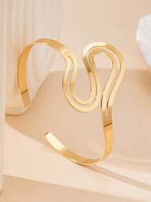 1 件时尚空心“S”形金属金吊坠手链，优雅女性度假风格 - 金黃色 - 查看 2