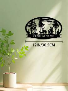 1 PIEZA Cartel de metal personalizado con diseño de ciervo | Cartel de metal personalizado | Carteles personalizados de campamento | Regalo para cazador de ciervos | Carteles personalizados de metal para exteriores | Cartel personalizado con el apellido familiar | Decoración de cabaña | Cartel para el porche - Multicolor - Ver 8