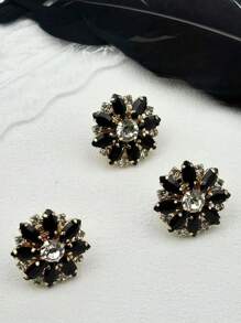 1pc Nút bao khuy măng sét cho nam nữ, Nút bao cho áo sơ mi tuxedo, Đế đồng + Hoa đá giả, Nút trang trí cho đồ thủ công, Vỏ nút bao phụ kiện lạ mắt cho doanh nghiệp Tiệc hàng ngày Quà tặng đám cưới - Hoa - Xem 5