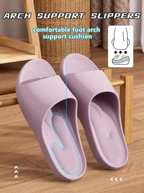 1 Pair Purple Simple Massage Slippers, Women's House Slippers, Shower Slippers, Foot Support, Comfortable Footbed, Couple Slippers, EVA Material Strap Slides