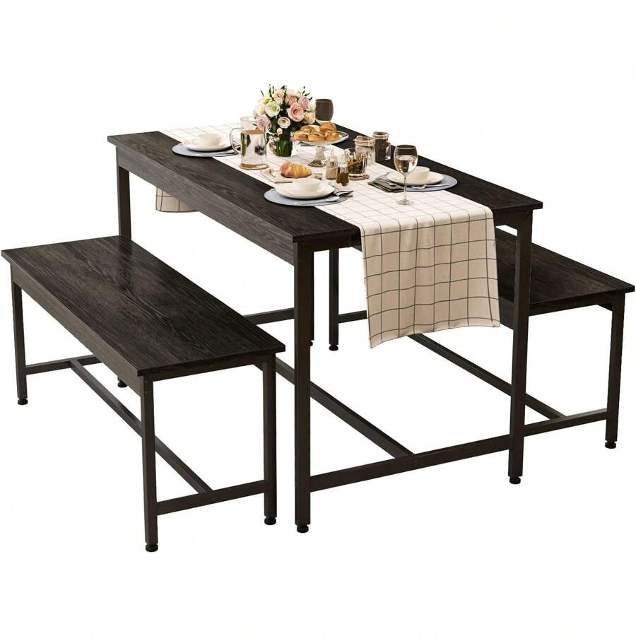 Comedor 4 Sillas,Mesa Comedor Set Tamaño de La Mesa: 110*60CM,Adecuado para 4-6 Personas Comedores,Mesa de Comedor Son Adecuados para Restaurantes y Espacios Pequeños(Gris) - Gris - Ver 1