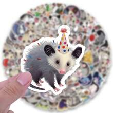 100 stuks stuks Possum-stickers Vinyl-esthetiekstickers Scrapbooking, dagboek, laptop, bumper, skateboard, waterfles, cartoon, bouwvakker, autostickers en -decals