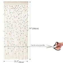 79 Inch Macrame Curtain Wall Hanging Tapestry With Beads Hand Woven Room Doorway Divider Bohemia Room Hanging Decoration Wedding Gift For Bedroom Living Room Bedroom Privacy Decor - Beige with Rainbow Beads - 查看 11