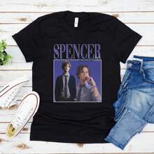 Vintage Spencer Reid Homage T Shirt Criminal Minds TV Series Shirt Retro Women Clothes Short Sve Tshirt Casual Tops Tee - Black - View 1