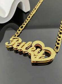 1pc Personalized Children Boys And Girls Simple DIY Name, Name Necklace, Double Plated Name Necklace, Custom 3D Name Plate Necklace, Gold Nameplate Necklace, Heart Hollow Necklace, Customized For Delicate Gift For Kids, Baby Shower, Back To School Winter Gift Ideas Boy Girl Valentine's DA, Multi-Functional, Ornamental, Letter, Engraved, Tidy, Colorful, Cute, Kawaii, Adorable, Casual, Custom, Personalized, Unique, Customized, Baby Gifts, Ideal Gifts For Him, Ideal Gifts For Her, Son, Daughter, For Children's Day