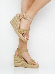 SHEIN ALPARGATAS DE MUJER SANDALIAS DE YUTE CON CORDONES - Beis - Ver 1