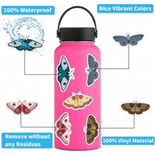 50 piezas Pegatinas de polilla, pegatinas estéticas de vinilo para scrapbooking, diarios, portátiles, parachoques, patinetas, botellas de agua, dibujos animados, cascos y coches