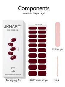 JKNART 20片半固化指甲油贴纸，凝胶指甲贴纸需要紫外线灯，半固化指甲贴纸全覆盖，新一代半固化软凝胶指甲贴纸，干玫瑰色半固化凝胶指甲贴纸[需要灯] 指甲 - 乾枯玫瑰色 - 查看 3