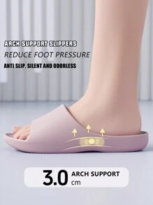 1 双紫色简约按摩拖鞋，女士家居拖鞋，淋浴拖鞋，脚部支撑，舒适鞋垫，情侣拖鞋，EVA 材质带子拖鞋