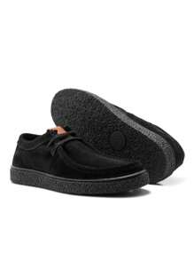 QBEC Men's Cacareco Genuine Leather Shoe, Short-Shaft Quebec Boot, Sturdy Laces, Comfort, Suede, Handmade - 黑色 - 查看 1