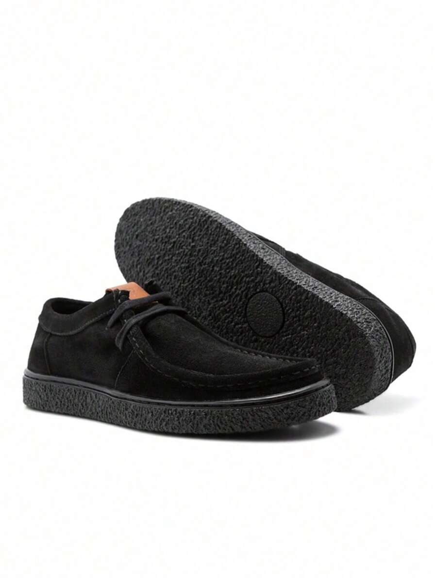 QBEC Men's Cacareco Genuine Leather Shoe, Short-Shaft Quebec Boot, Sturdy Laces, Comfort, Suede, Handmade - 黑色 - 查看 1