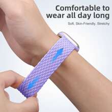 编织弹力单环表带，兼容 38mm、40mm、41mm、42mm、44mm、45mm、46mm、49mm 手表，男女通用；星空尼龙弹力表带，兼容 Ultra 2 系列、10、9、8、7、6、SE、5、4、3、2、1 型号，是返校学生的理想礼物。 - 青紫色 - 查看 2
