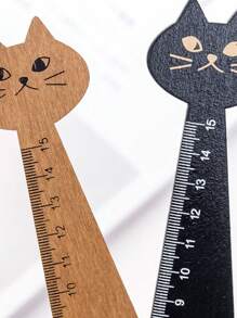 Sanrio 1pc Creatieve Cartoon Kat Liniaal Kat Teken Liniaal Leuke Houten Liniaal Retro Kantoorbenodigdheden Leermiddelen